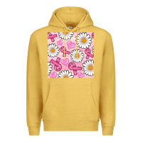 Antique Gold breast cancer awareness with daisy and heart seamless pattern Premium Hoodie - BundleAndBundleShop