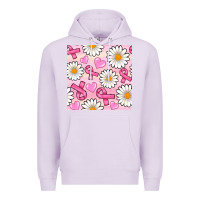 Lilac breast cancer awareness with daisy and heart seamless pattern Premium Hoodie - BundleAndBundleShop