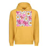 Mustard breast cancer awareness with daisy and heart seamless pattern Premium Hoodie - BundleAndBundleShop
