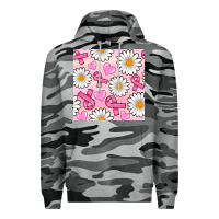 Slate Camo breast cancer awareness with daisy and heart seamless pattern Premium Hoodie - BundleAndBundleShop