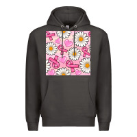 Smoke breast cancer awareness with daisy and heart seamless pattern Premium Hoodie - BundleAndBundleShop