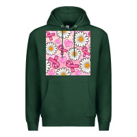 Sports Green breast cancer awareness with daisy and heart seamless pattern Premium Hoodie - BundleAndBundleShop