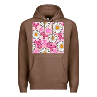 Chestnut breast cancer awareness with daisy and heart seamless pattern Premium Hoodie - BundleAndBundleShop