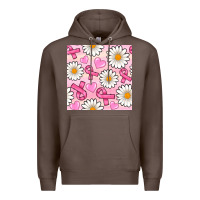 Coffee breast cancer awareness with daisy and heart seamless pattern Premium Hoodie - BundleAndBundleShop