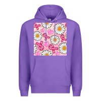 Purple breast cancer awareness with daisy and heart seamless pattern Premium Hoodie - BundleAndBundleShop
