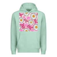 Seafoam breast cancer awareness with daisy and heart seamless pattern Premium Hoodie - BundleAndBundleShop