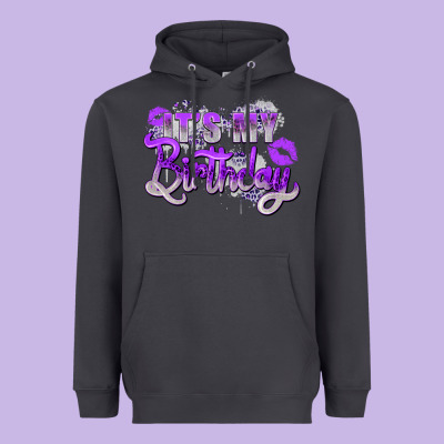 Purple Its My Birthday Heavyweight Hoodie Designed By Zillion Design Studio