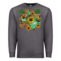 Charcoal Heather texas map Premium Sweatshirt - Zillion Design Studio