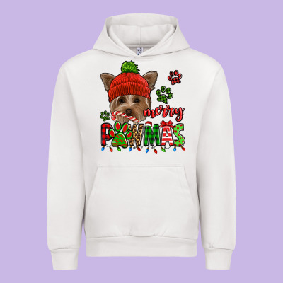 Merry Pawmas Christmas Yorkie Urban Hoodie Designed By Jasminsmagicworld