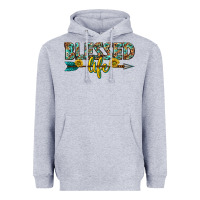 Heather Grey blessed life western Heavyweight Hoodie - texasbilliewilder