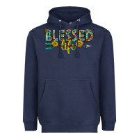 Navy blessed life western Heavyweight Hoodie - texasbilliewilder