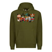 Army Green dogs coffee cups Premium Hoodie - AdoDesignShop