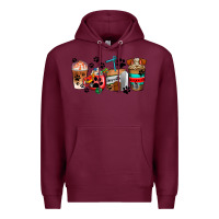Burgundy dogs coffee cups Premium Hoodie - AdoDesignShop