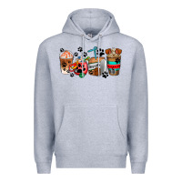 Heather Grey dogs coffee cups Premium Hoodie - AdoDesignShop
