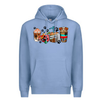 Colony Blue dogs coffee cups Premium Hoodie - AdoDesignShop