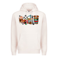 Pale Pink dogs coffee cups Premium Hoodie - AdoDesignShop