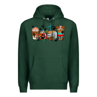 Sports Green dogs coffee cups Premium Hoodie - AdoDesignShop