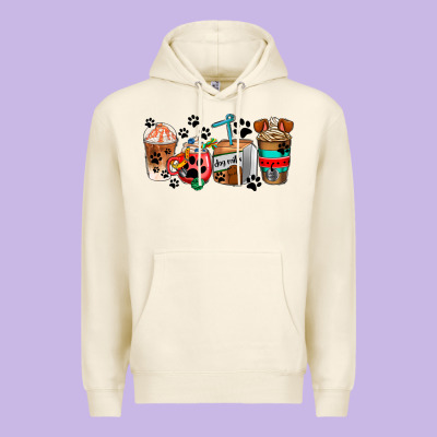 Dogs Coffee Cups Premium Hoodie Designed By Adodesignshop