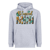 Heather Grey blessed mini with leopard and aztec Heavyweight Hoodie - texasbilliewilder