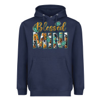 Navy blessed mini with leopard and aztec Heavyweight Hoodie - texasbilliewilder