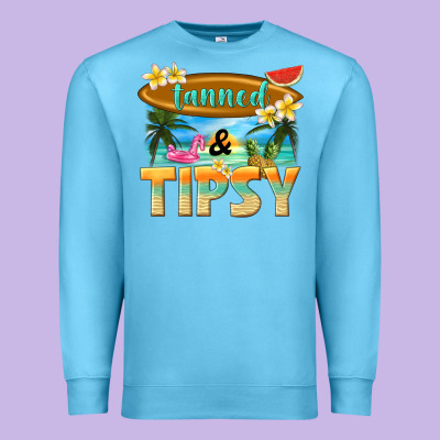 Tanned And Tipsy Premium Sweatshirt Designed By Texasbilliewilder