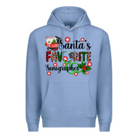 Colony Blue santa's favorite sonographer Premium Hoodie - AdoDesignShop