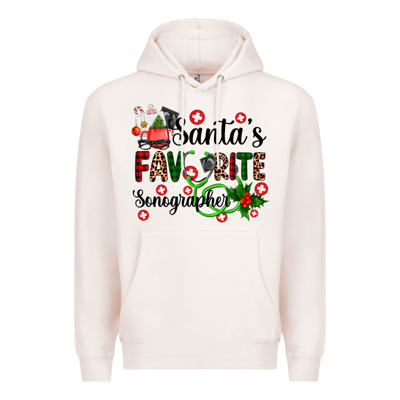 Santa's Favorite Sonographer Premium Hoodie by AdoDesignShop | Teevron