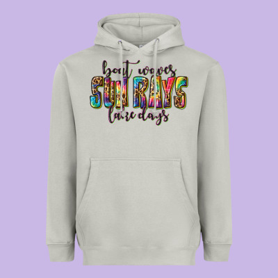 Heavyweight Hoodie boat waves sun rays lake days
