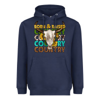Navy born and raised country western Heavyweight Hoodie - texasbilliewilder