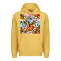 Antique Gold breast cancer awareness with pumpkin and leopard seamless pattern Premium Hoodie - BundleAndBundleShop