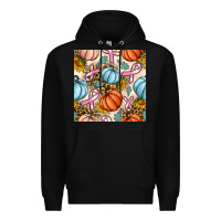 Black breast cancer awareness with pumpkin and leopard seamless pattern Premium Hoodie - BundleAndBundleShop