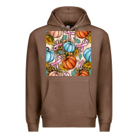Chestnut breast cancer awareness with pumpkin and leopard seamless pattern Premium Hoodie - BundleAndBundleShop
