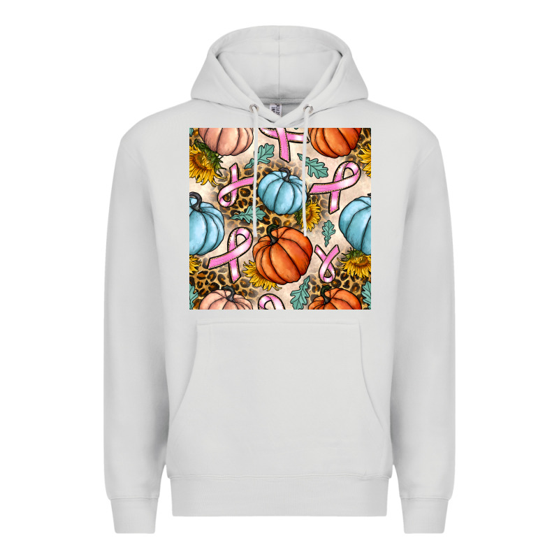 Breast Cancer Awareness With Pumpkin And Leopard Seamless Pattern Premium Hoodie by BundleAndBundleShop | Teevron