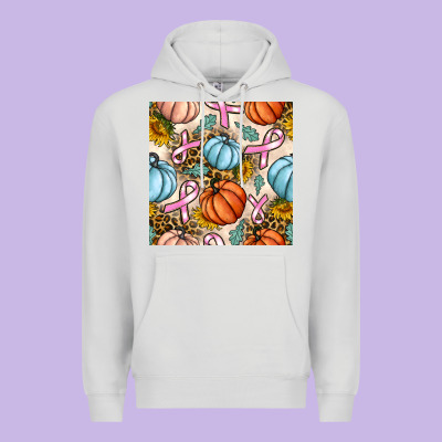 Breast Cancer Awareness With Pumpkin And Leopard Seamless Pattern Premium Hoodie Designed By Bundleandbundleshop
