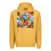Mustard breast cancer awareness with pumpkin and leopard seamless pattern Premium Hoodie - BundleAndBundleShop