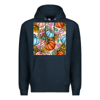 Navy breast cancer awareness with pumpkin and leopard seamless pattern Premium Hoodie - BundleAndBundleShop