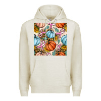 Oatmeal Heather breast cancer awareness with pumpkin and leopard seamless pattern Premium Hoodie - BundleAndBundleShop