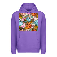 Purple breast cancer awareness with pumpkin and leopard seamless pattern Premium Hoodie - BundleAndBundleShop