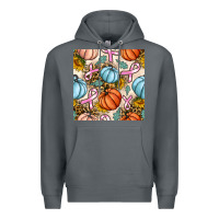 Rock breast cancer awareness with pumpkin and leopard seamless pattern Premium Hoodie - BundleAndBundleShop
