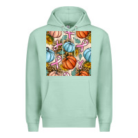 Seafoam breast cancer awareness with pumpkin and leopard seamless pattern Premium Hoodie - BundleAndBundleShop