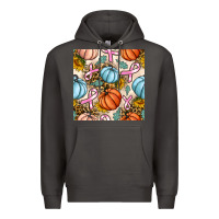 Smoke breast cancer awareness with pumpkin and leopard seamless pattern Premium Hoodie - BundleAndBundleShop