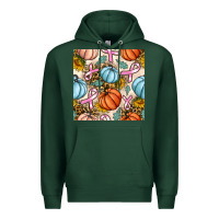 Sports Green breast cancer awareness with pumpkin and leopard seamless pattern Premium Hoodie - BundleAndBundleShop