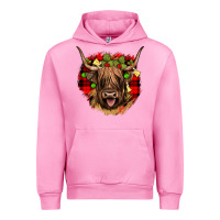 Fuchsia Pink highland cow  christmas Urban Hoodie - JahusDesignShop