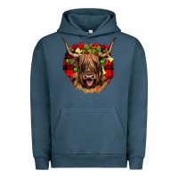 Pigment Midnight Navy highland cow  christmas Urban Hoodie - JahusDesignShop