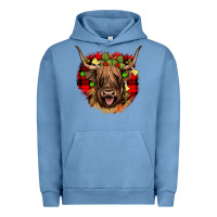 Pigment Pebble Blue highland cow  christmas Urban Hoodie - JahusDesignShop