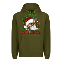 Army Green When You're Dead Inside But It's Christmas Hippie Skeleton Santa Premium Hoodie - Artiststas