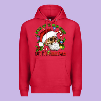 When You're Dead Inside But It's Christmas Hippie Skeleton Santa Premium Hoodie Designed By Artiststas