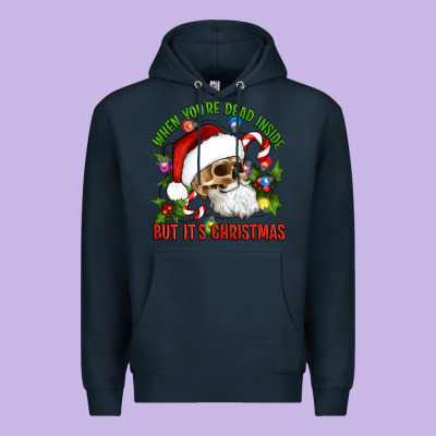 When You're Dead Inside But It's Christmas Hippie Skeleton Santa Premium Hoodie Designed By Artiststas