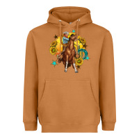 Meerkat bucking horse with cowboy and sunflower Heavyweight Hoodie - texasbilliewilder