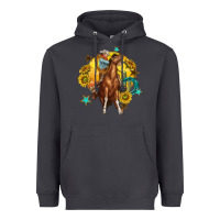 Smoke bucking horse with cowboy and sunflower Heavyweight Hoodie - texasbilliewilder